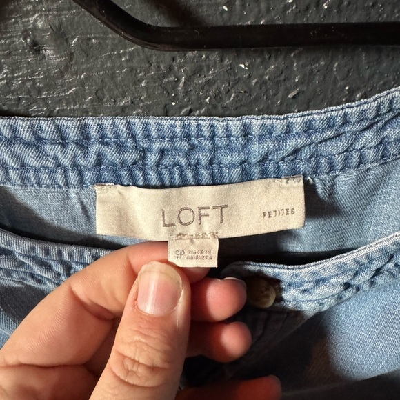 LOFT Light Blue Denim Button Up Sleeveless Dress - Picture 2 of 3